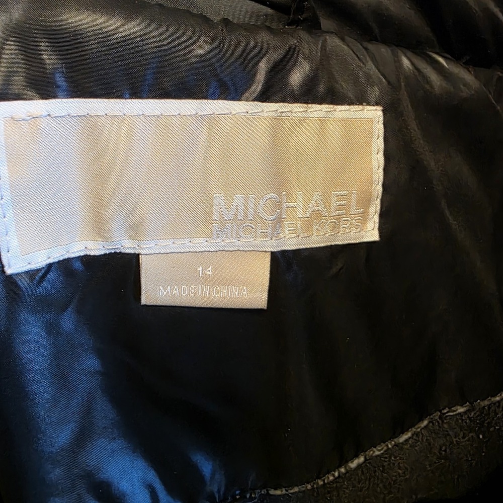 Puffer Juniors girls Michael Kors Size 14 Black Jacket Gold Zip Warm Winter Coat - Picture 5 of 8